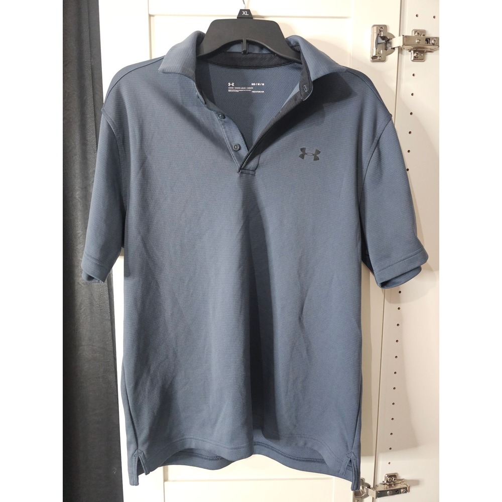 Under Armour Mens Polo Shirt Gray HeatGear‎ Loose Fit Short Sleeve Size MD